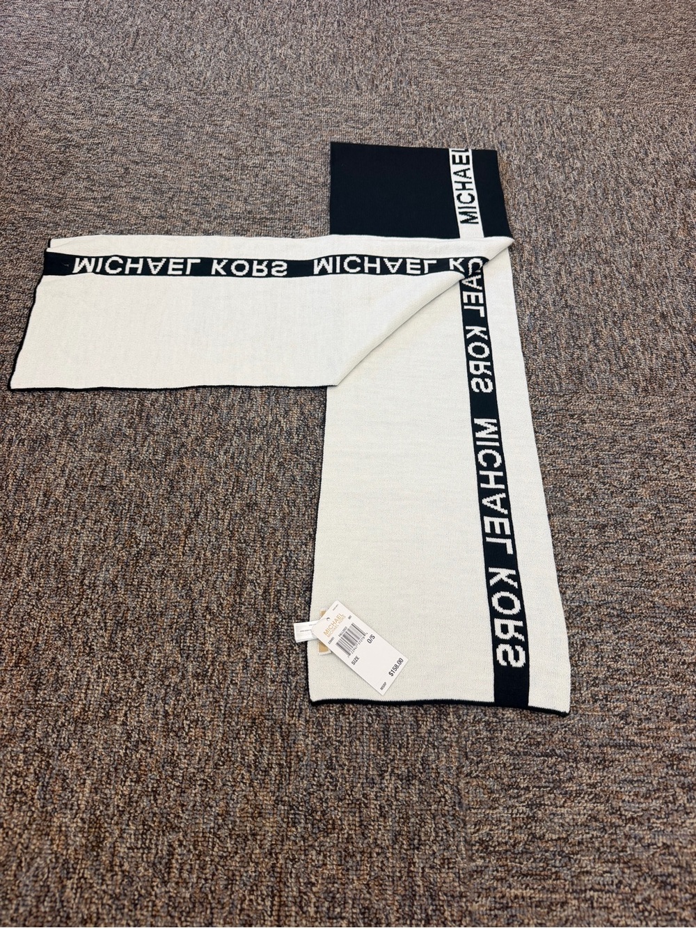 Michael Kors Unisex Black & White Reversible Logo Scarf NWT